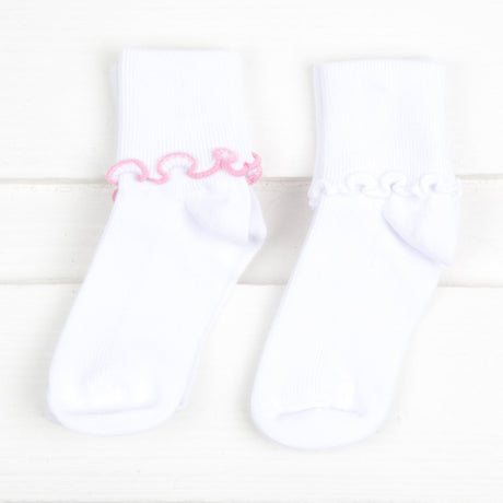 Pink and White Seamless Ripple Edge Socks (2 pack)