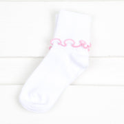 Pink and White Seamless Ripple Edge Socks (2 pack)