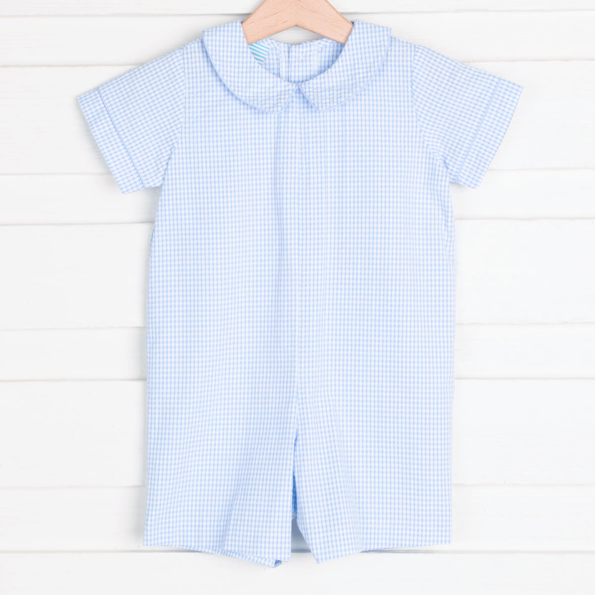 Collared Boy Romper Blue Stripe