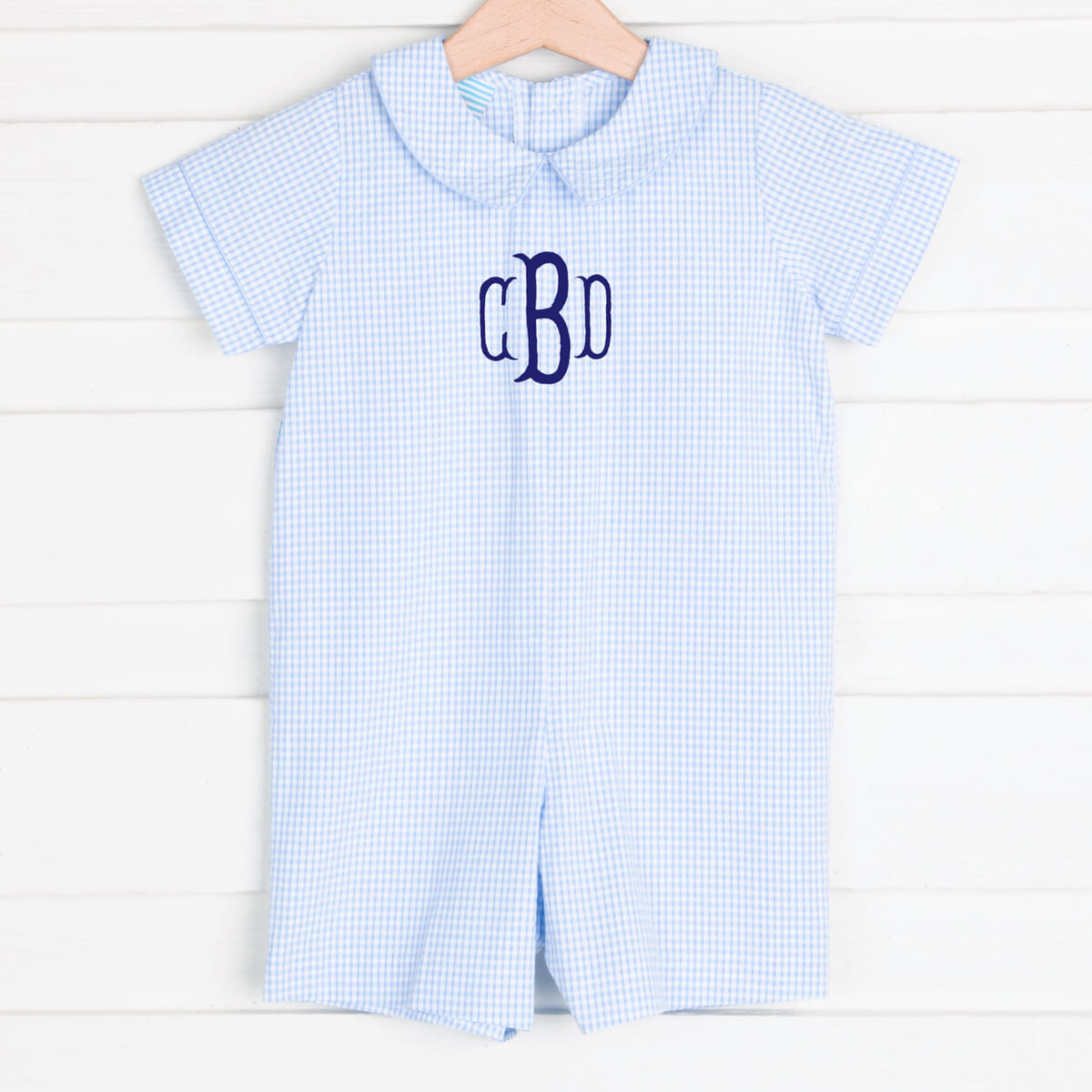 Collared Boy Romper Blue Stripe