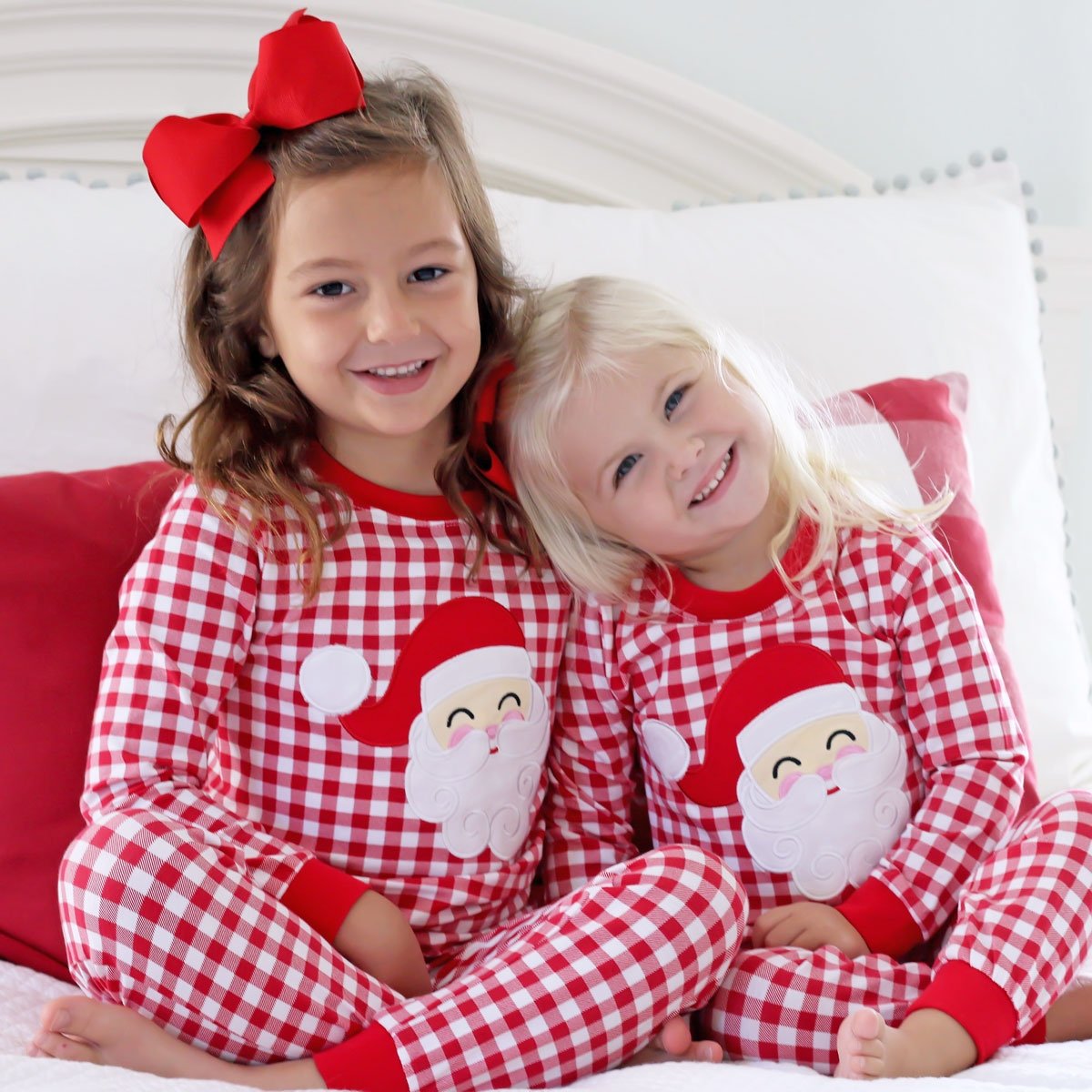 Happy Santa Red Gingham Pajamas