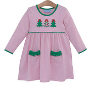 Christmas Tree Pink Stripe Knit Dress