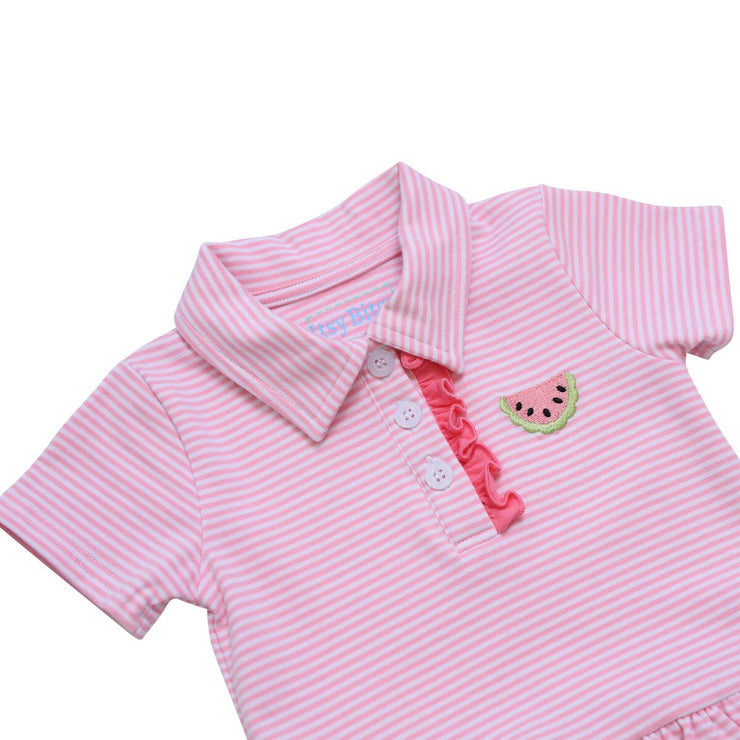 Watermelon Pink Knit Polo Dress