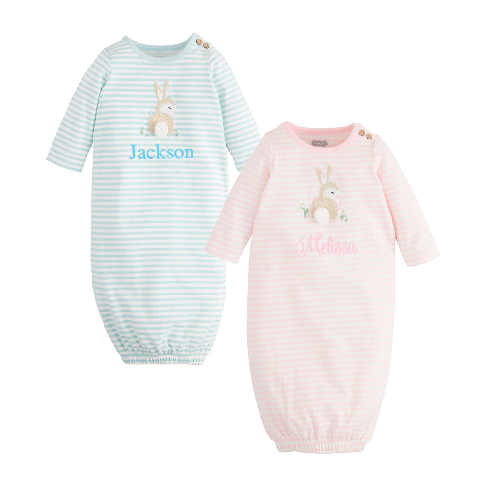 Bunny Stripe Baby Gown