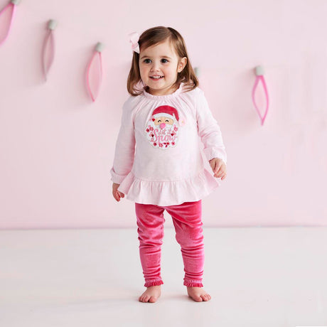 Pink Santa Tunic & Velvet Legging Set