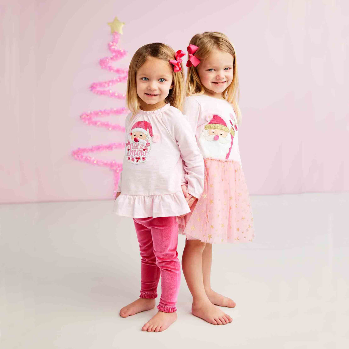 Pink Santa Tunic & Velvet Legging Set