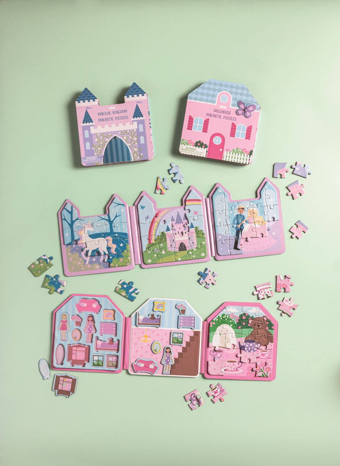 Dollhouse & Magical Kingdom Magnetic Puzzle Books
