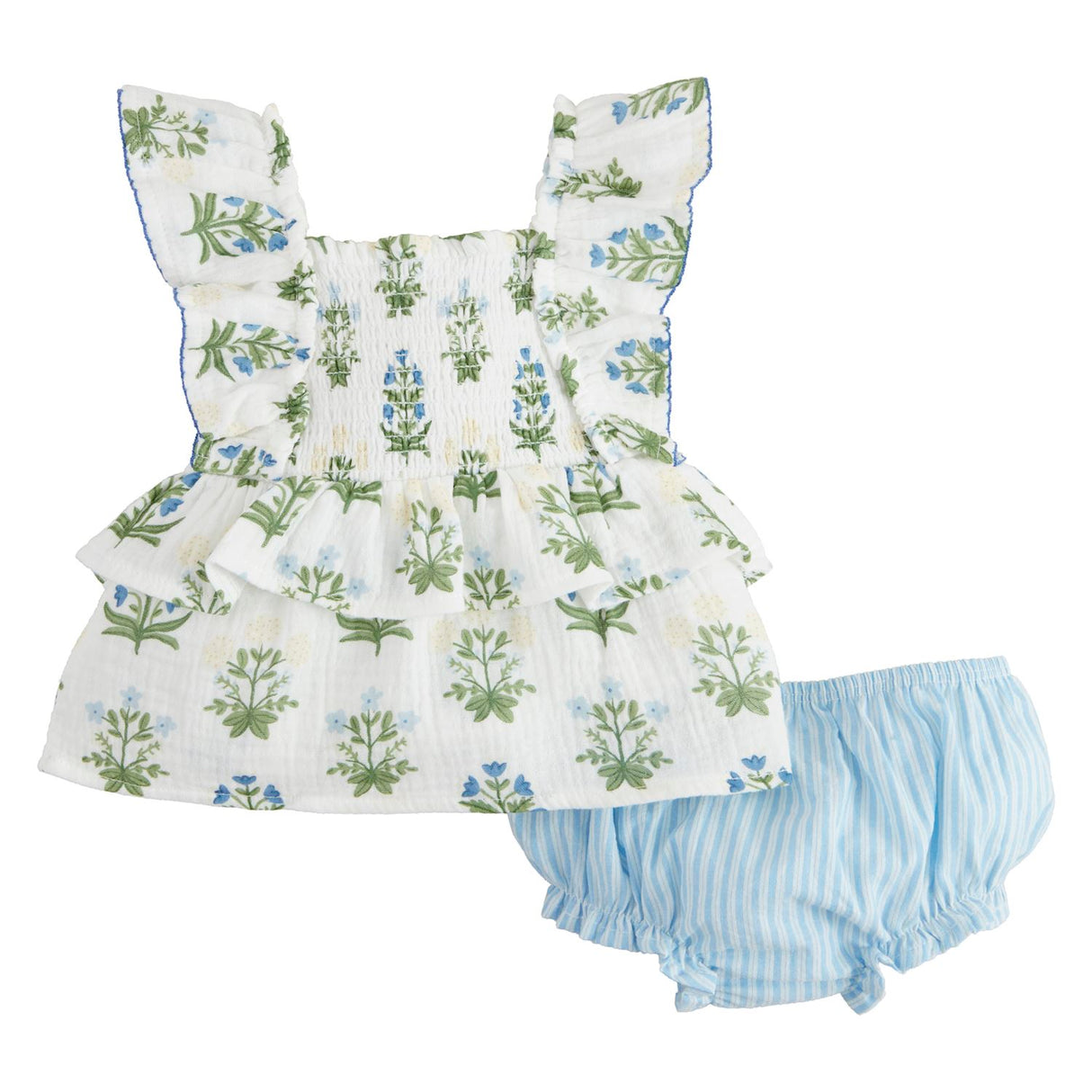 Blue Floral Pinafore Set