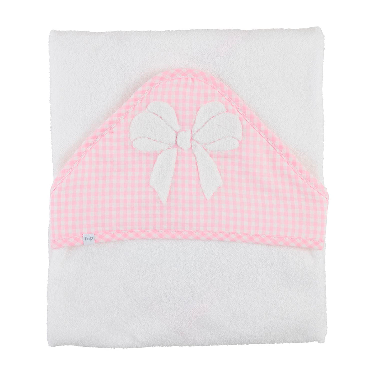 Bow Pink Gingham Hooded Towel