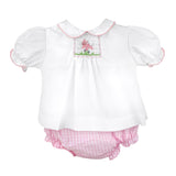 Pink Bunny Single Smocked Bloomer Set