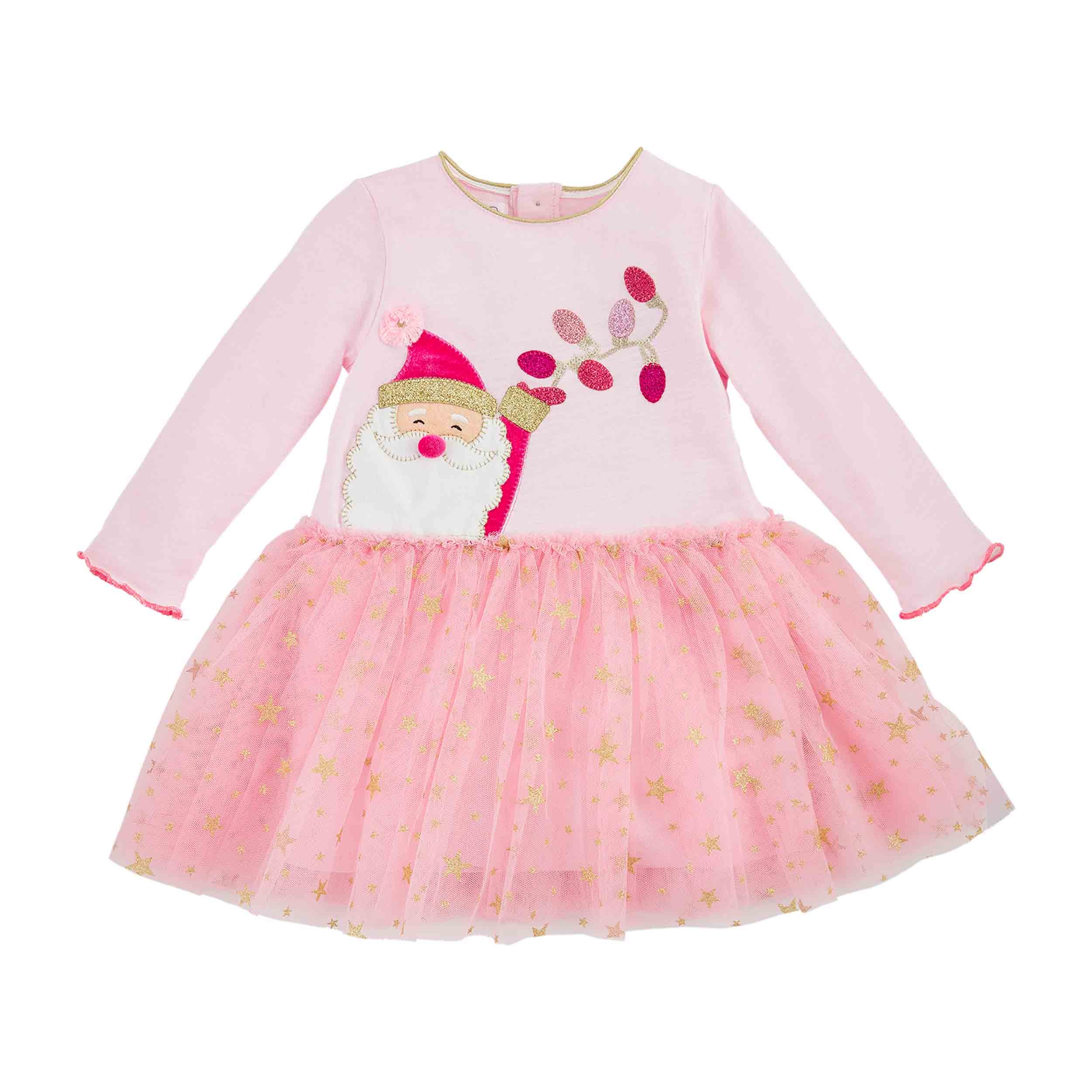 Santa Glitter Pink Toddler Dress Classic Whimsy