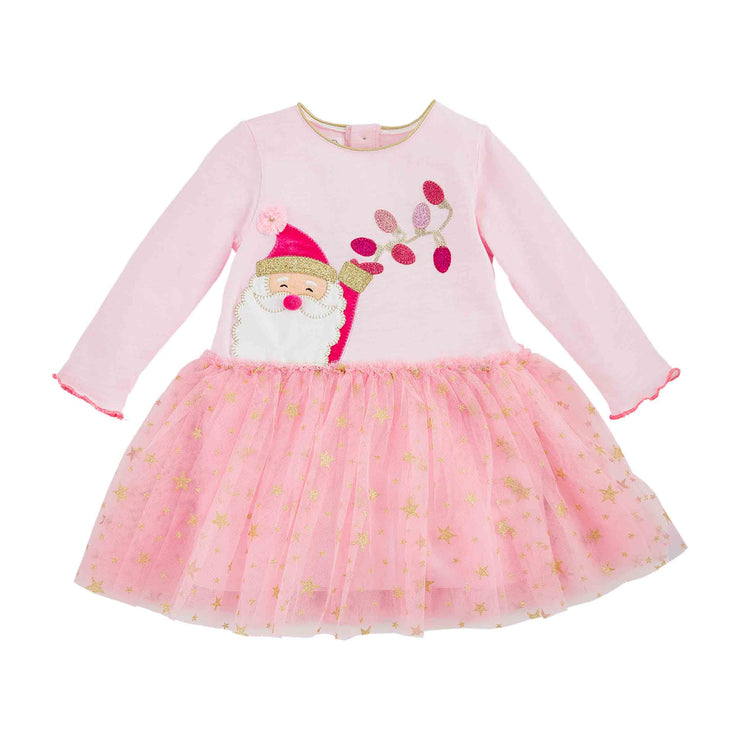 Santa Glitter Pink Toddler Dress