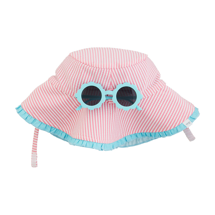 Seersucker Baby Sun Hat & Sunglasses Sets