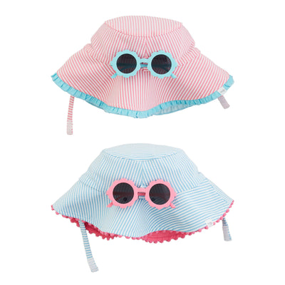 Seersucker Infant Hat & Sunglasses Sets