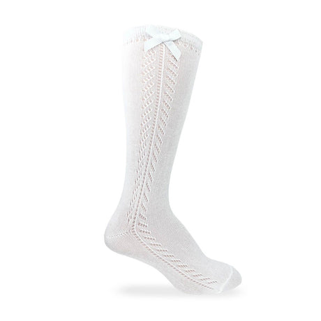 Pointelle Bow Knee High Socks