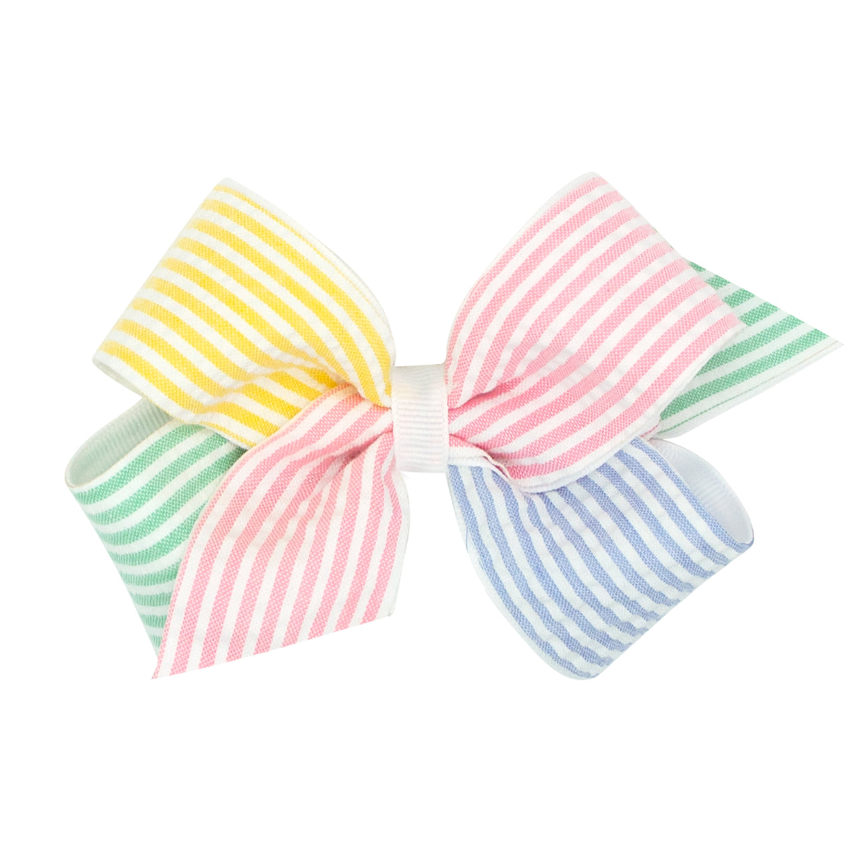 Multi Seersucker and Grosgrain Overlay Hair Bow