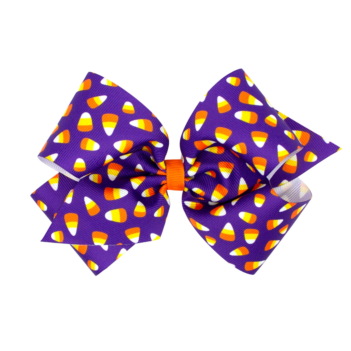 Candy Corn Print Purple Grosgrain Bow