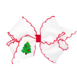 Christmas Tree Embroidered Moonstitch Bow