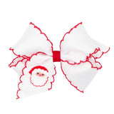 Santa Embroidered Moonstitch Bow