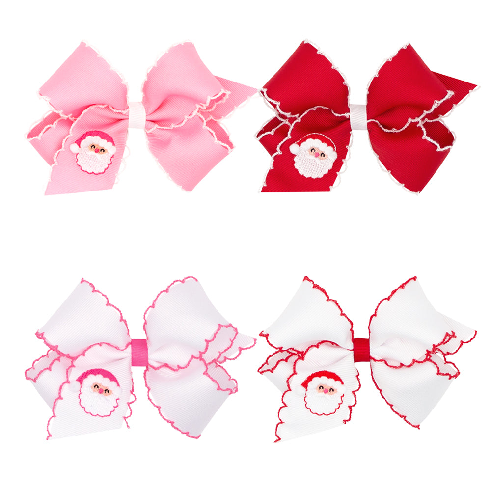 Santa Embroidered Moonstitch Bow