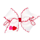 Embroidered Double Heart Moonstitch Bow