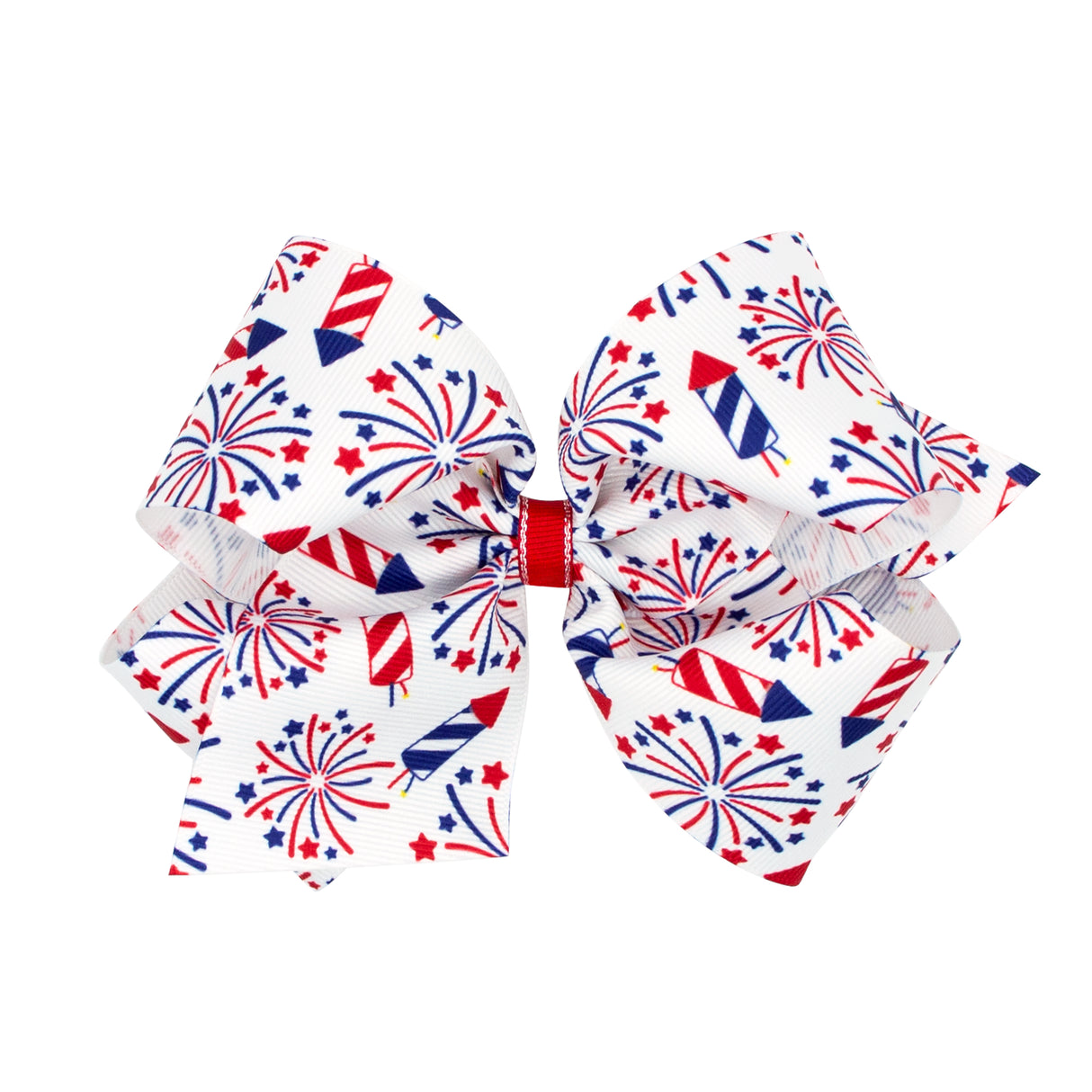 Patriotic Fireworks Print Grosgrain Bow