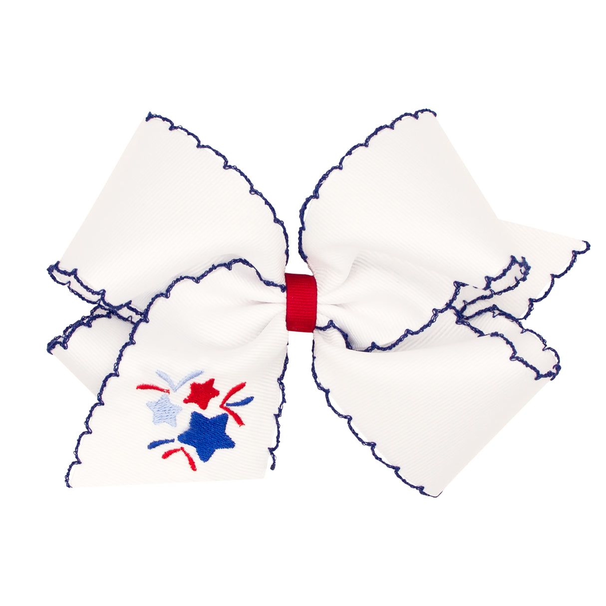 Patriotic Stars Embroidered Moonstitch Bow