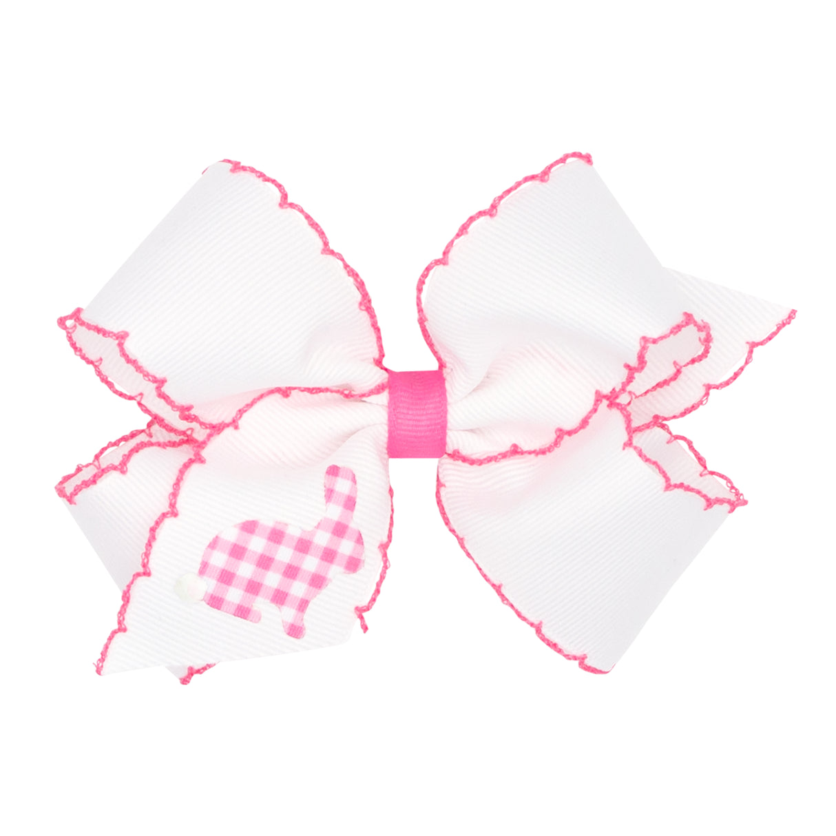 Embroidered Gingham Bunny Moonstitch Bow