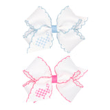 Embroidered Gingham Bunny Moonstitch Bow