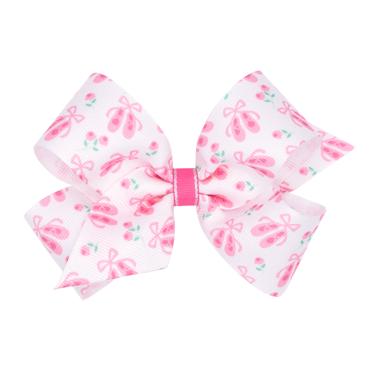 Ballet Slipper and Floral Print Grosgrain Hair Bow