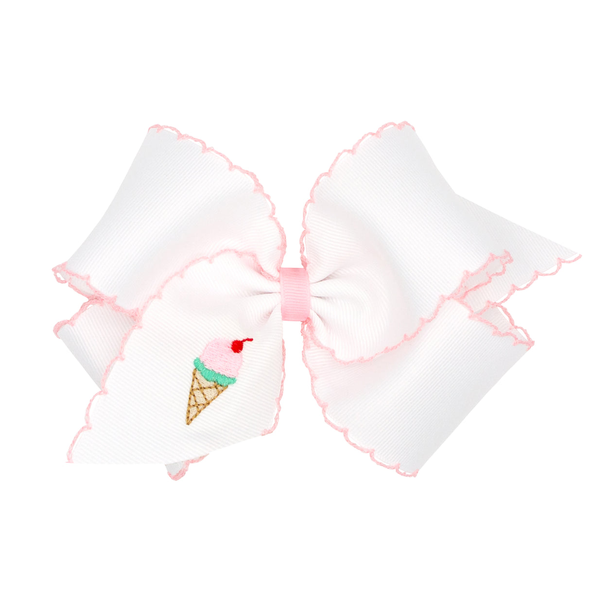 Ice Cream Embroidered Moonstitch Bow