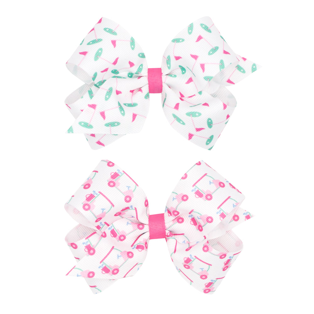 Golf Country Club Print Grosgrain Bow