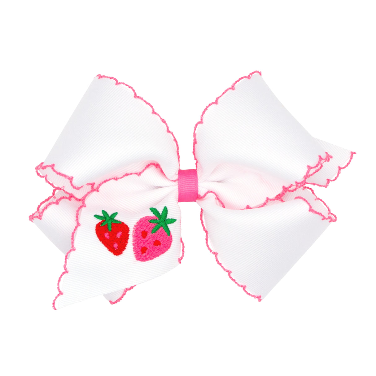 Strawberries Embroidered Moonstitch Bow