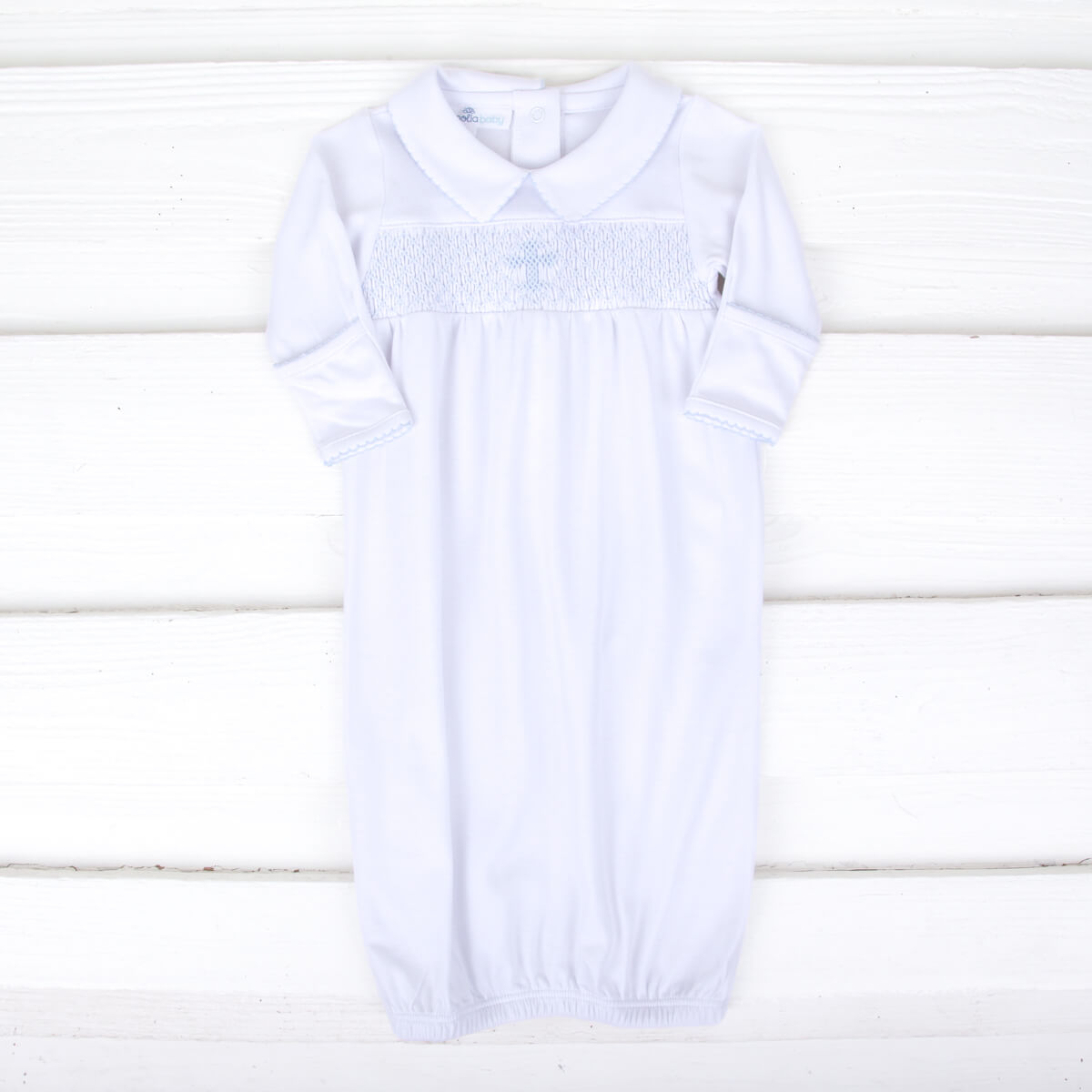 Blessed Smocked Cross Long Sleeve Gown – Classic Whimsy