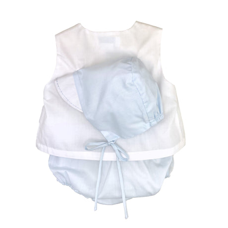 Embroidered Sailboat Boy Bloomer Set with Bonnet