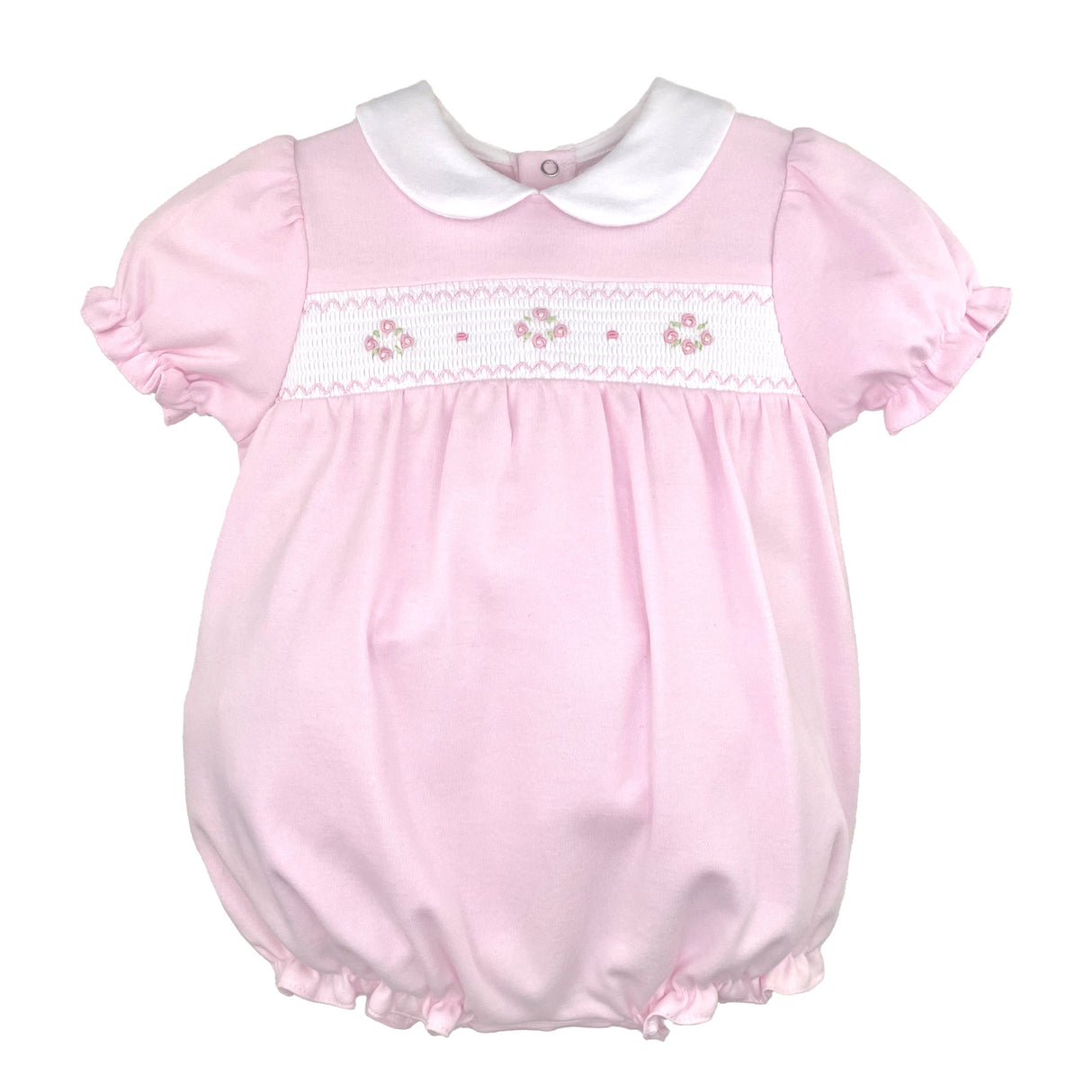 Rosebud Smocked Pink Collared Bubble