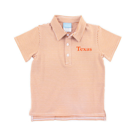 Burnt Orange Stripe Knit Short Sleeve Polo
