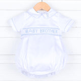 Baby Brother Smocked White Pique Bubble