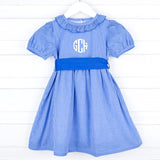 Royal Blue Gingham Sash Dress