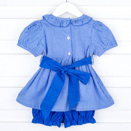 Royal Blue Gingham Sash Bloomer Set