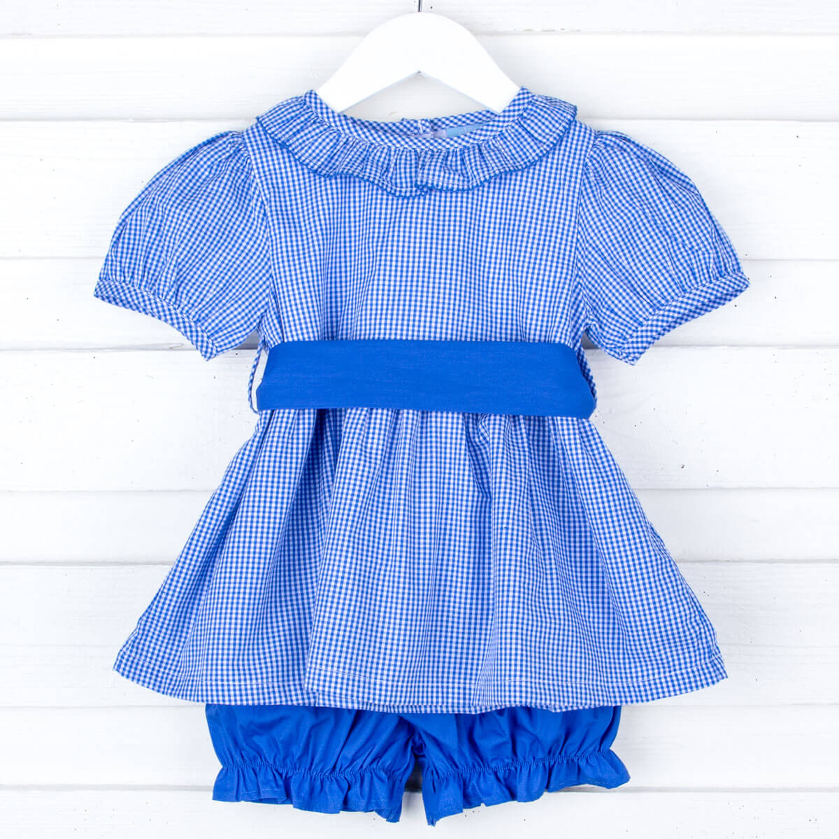 Royal Blue Gingham Sash Bloomer Set