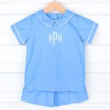 Blue Collared Short Set