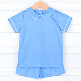 Blue Collared Short Set