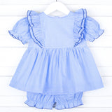 Light Blue Gingham Alice Bloomer Set