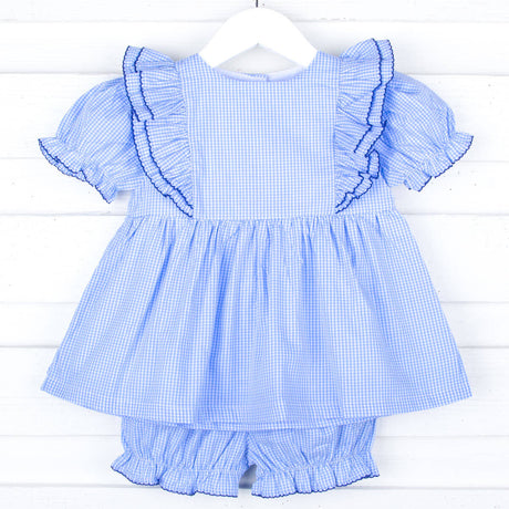 Light Blue Gingham Alice Bloomer Set