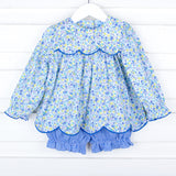 Blue Floral Amelia Bloomer Set