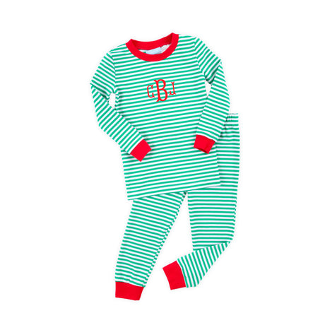 Green Candy Cane Stripe Pajamas