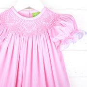 Bullion Heart Smocked Pink Bishop Dress