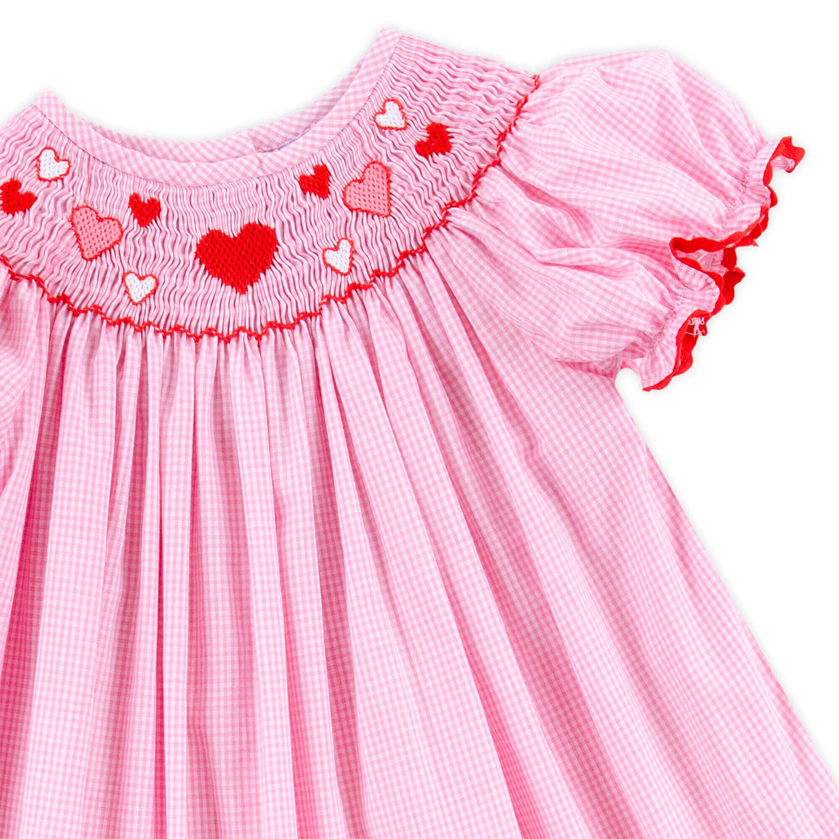 Pink and Red Hearts Smocked Bishop Dress