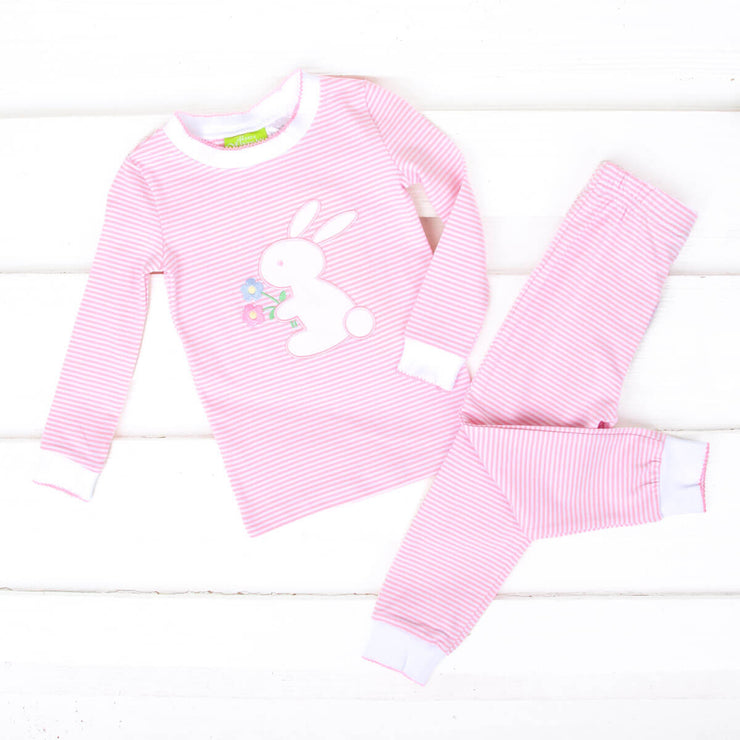 Pink Stripe Garden Bunny Pajamas
